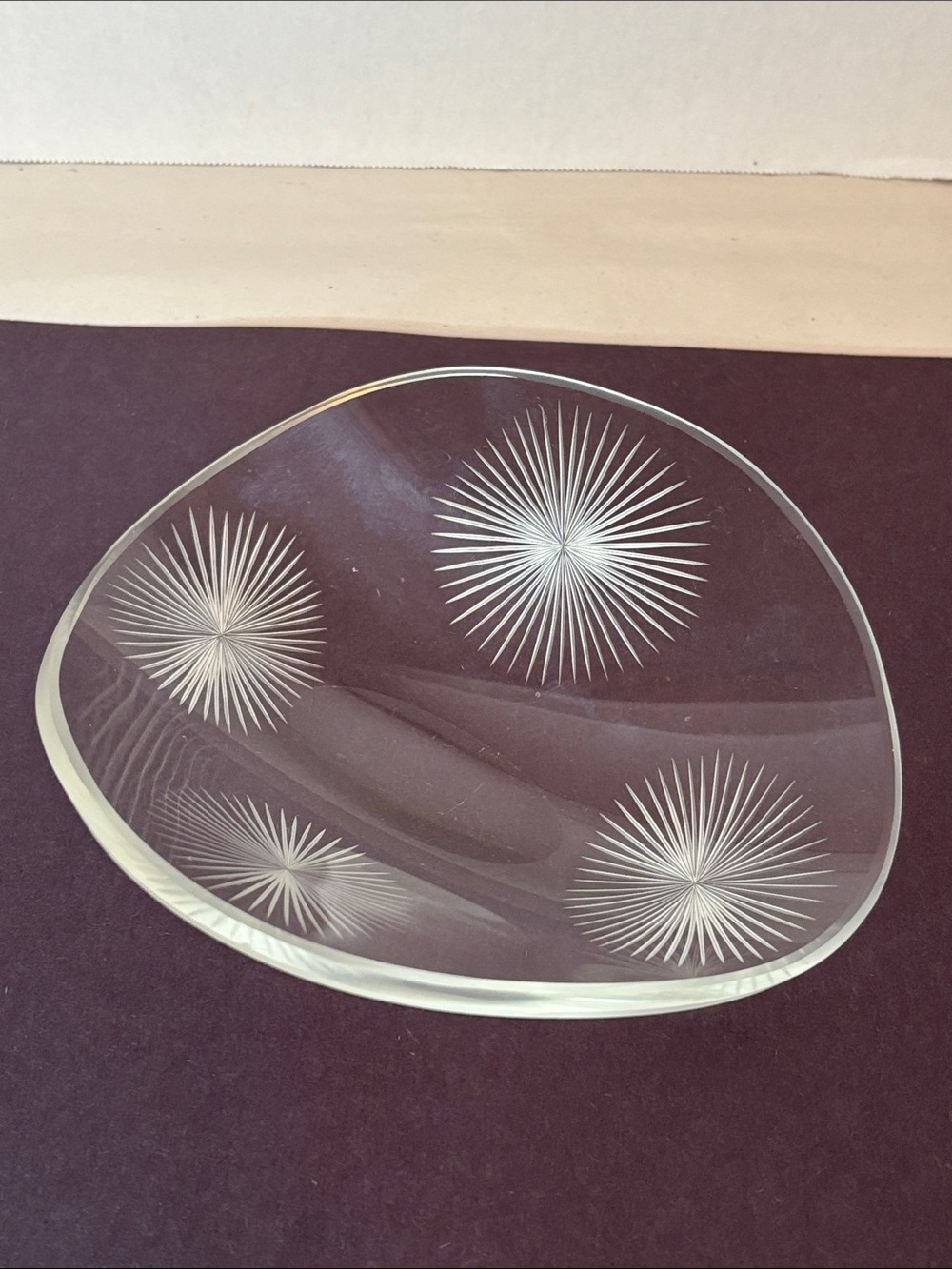 MCM Atomic Glass Dish with Cut Glass Starburst Design